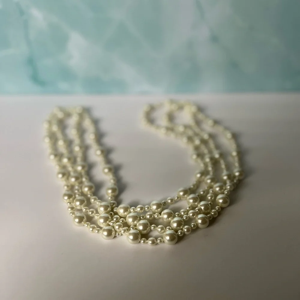 1980s/1990s 66” faux pearl necklace. Off white, gently used. Very pretty. - Picture 2 of 3